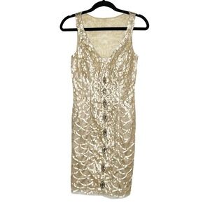 Vintage Sue Wong Nocturne Bodice Lace Cocktail Dress Women's Gold Size 6